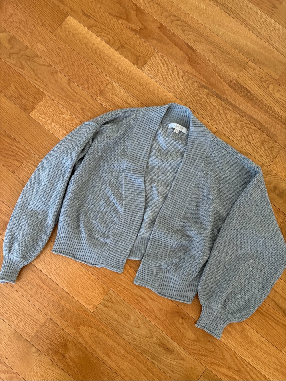 Cropped Open-Front Women's Cardigan Sweater in Light Gray